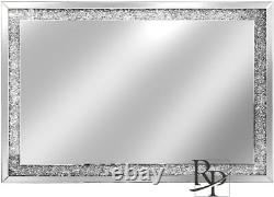 Miroir mural en diamant écrasé RP, grand miroir pleine longueur argenté de 100 x 70 cm
