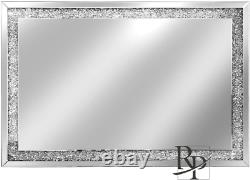Miroir mural en diamant écrasé RP monté au mur 100 x 70 cm Grand miroir plein format