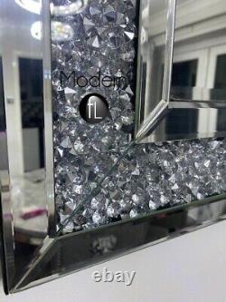 Miroir mural en diamant écrasé de luxe 120x80, grand miroir mural étincelant Glitz