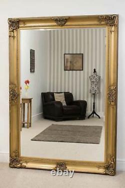 Miroir mural extra large doré décoratif antique en longueur pleine 7 pieds x 5 pieds 213 cm x 152 cm