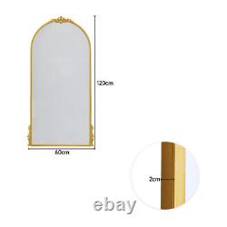 Miroir mural extra large en taille pleine, cadre en arc en verre doré 180x80cm/120x60cm