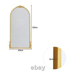 Miroir mural extra large pleine longueur en verre doré avec cadre en forme d'arche de 180x80cm/120x60cm