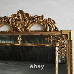 Miroir mural grand miroir incliné vintage décoratif en or antique Cimiero 91 cm x 183 cm