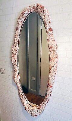 Miroir mural ovale en taille réelle avec cadre fait main et bordure biseautée, grand miroir
