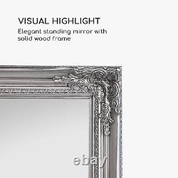 Miroir mural rectangulaire large avec cadre métallique décoratif biseauté pour couloir - 130x45