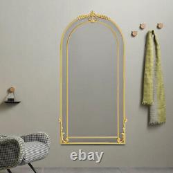 Miroir mural vintage de grande taille en or avec arche et miroir de plein pied incliné