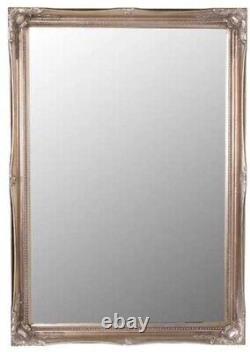 Miroir neuf large de style shabby chic balayé en verre argenté de 34 x 24 pouces plein format
