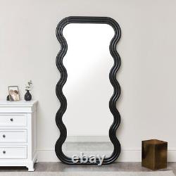 Miroir noir ondulé Pleine Longueur Accessoires de chambre moderne de grande courbe