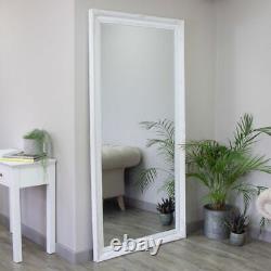 Miroir sur pied extra large et orné en blanc pour la chambre, décor de maison plein longueur