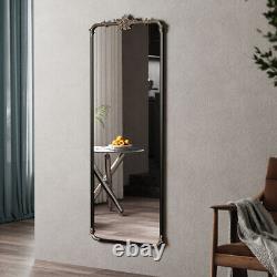 Miroirs mur et sol surdimensionnés en bois noir antique style shabby chic 160 x 60cm