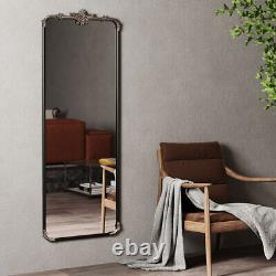 Miroirs mur et sol surdimensionnés en bois noir antique style shabby chic 160 x 60cm