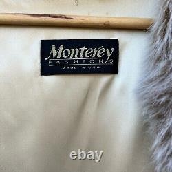 Mode VTG Monterey Taupe Beige Manteau Long en Fausse Fourrure Imprimé Léopard Taille Large