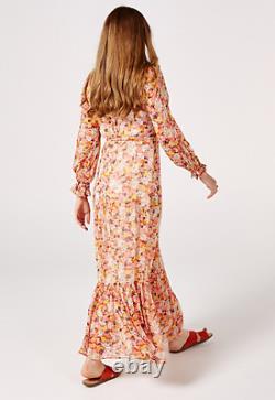 Multi Ghost London Jasmine Retro Floral Longue Manche Maxi Robe Large & Bnwt