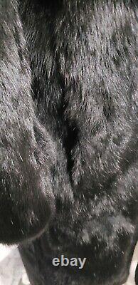 Niki Black Rabbit Fourrure Presque Pleine Longueur Doublée Manteau Femmes Taille L