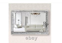 Nouveau miroir mural en diamant écrasé monté sur le mur 100 x 70 cm Grand miroir argenté plein format