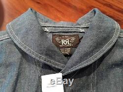 Polo Ralph Lauren Rrl Indigo Coton Lin Châle Corvée Militaire Jacket (l) 490 $ +