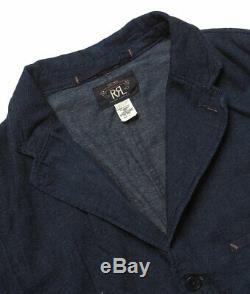 Polo Ralph Lauren Rrl Japonais Coton Lin Sportcoat Jacket Made In USA 790 $ +
