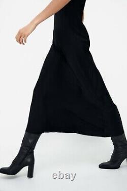 ROBE LONGUE NOIRE ÉLÉGANTE ZARA FEMME SANS MANCHES ROBE DE SOIE MAXI TAILLE L nouveau