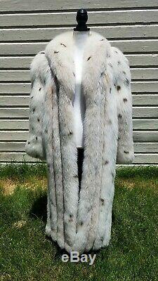Rare! Medium Large 38 Poitrine Long Cadrage En Pied Saga Fox Spotted Fur Coat Jacket