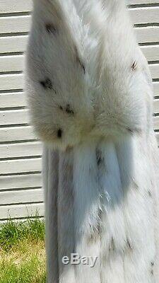 Rare! Medium Large 38 Poitrine Long Cadrage En Pied Saga Fox Spotted Fur Coat Jacket