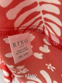 Rixo Katie Rouge Hawaii Floral Imprimer Robe MIDI Taille Grand L 14