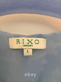 Rixo'virtues De Rosemary' Bleu Blanc Bouton Floral Down Maxi Robe Sz L (uk 14)