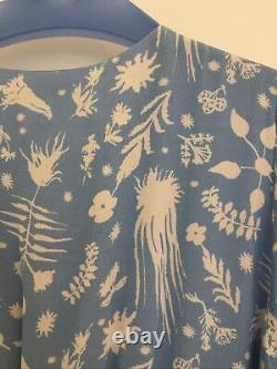 Rixo'virtues De Rosemary' Bleu Blanc Bouton Floral Down Maxi Robe Sz L (uk 14)