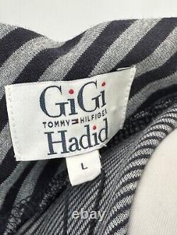 Robe Tommy Hilfiger x Gigi Hadid Taille L à rayures bleu gris Midi / Maxi Col montant