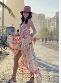 Robe de plage maxi transparente Zara avec imprimé à bretelles sans manches et étiquettes neuves en taille L