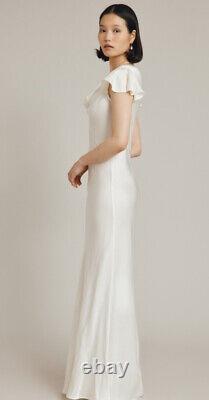 Robe longue de mariée Ghost London en satin ivoire Ava taille L neuve Prix de vente au détail de £225