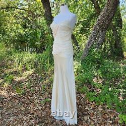 Robe longue en soie ivoire Dina Bar-EL 100% taille Large pour soirée de mariage vintage