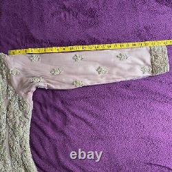 Robe longue shalwar dupatta de mariage en poussière rose asiatique fortement embellie