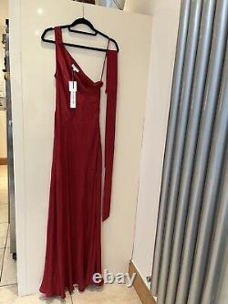 Robe longue une épaule Alexandra Miro ODETTA rouge taille S, M ou L, neuve avec étiquette