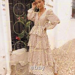 Robe midi maxi à volants à pois crème Zara taille L