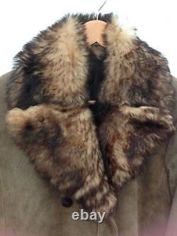Ruffo Research Designer One Off Full Leather Suede Faux Fur Coat L