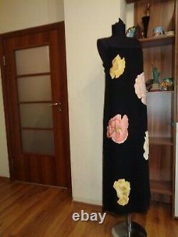 Salvatore Ferragamo Incroyable Fleurs Noir Layered Big Robe Longue Imprimé-l