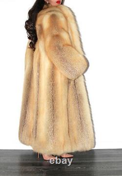 Superbe Pleine Longueur Real Golden Island Red Fox Genuine Fur Coat Jacket L XL