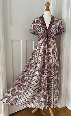 Superbe robe longue en mousseline de coton imprimé à la main Anokhi par un artisan de l'Est en taille L/XL