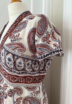 Superbe robe longue en mousseline de coton imprimé à la main Anokhi par un artisan de l'Est en taille L/XL