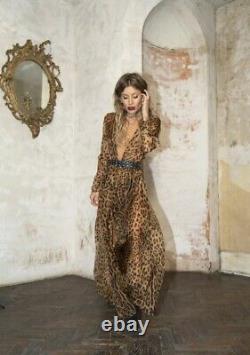 Superbes Femmes Rat & Boa 100% Soie Leopard Animal Imprimer Rafaela Maxi Robe L