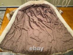 Taille 12 Grand Coyote & White Blush Arctic Fox Real Fur Coat 49 Long Full Length