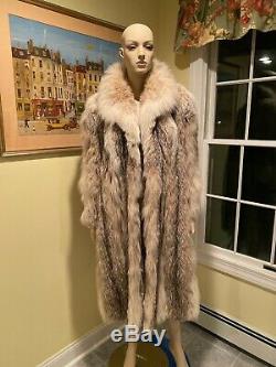 Taille 14 XL 45 Grand Long Russe Vraie Véritable Lynx Cadrage En Pied Fur Coat Balançoire