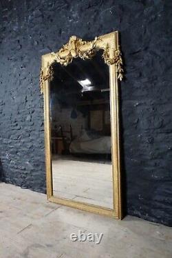 Très grand miroir ancien français de style campagnard avec une hauteur de 1,8m