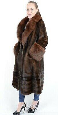 Us2429 Real Farmer Moderne Mink Fur Coat Skins Female Fox Fur Trim Collar Taille L