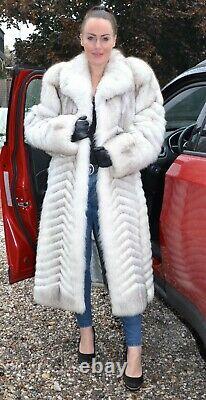 Us3457 Real Blue Fox Fur Coat Skins Softy Full Length Taille L Blaufuchs Mantel