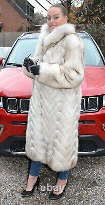Us3519 Real Blue Fox Fur Coat Skins Softy Full Longueur Taille L Blaufuchs Mantel