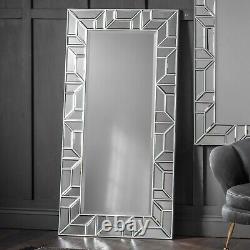 Verbier Grand Rectangle D'argent Moderne Longueur Complète Miroir Mural Pliant 157 X 80cm