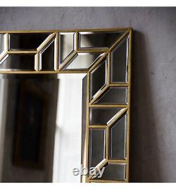 Verbier Grand Rectangle D'or Longueur Complète Moderne Miroir Mural De Plancher Pliant157x80cm
