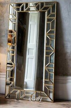 Verbier Grand Rectangle Or Moderne Longueur Complète Miroir Mural De Plancher Maigre 62x31