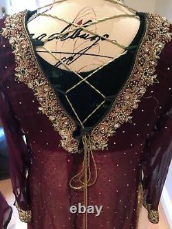 Veste Style Maxi Robe Pakistanaise Parfaite Pour Les Fiançailles Mariage Occasion